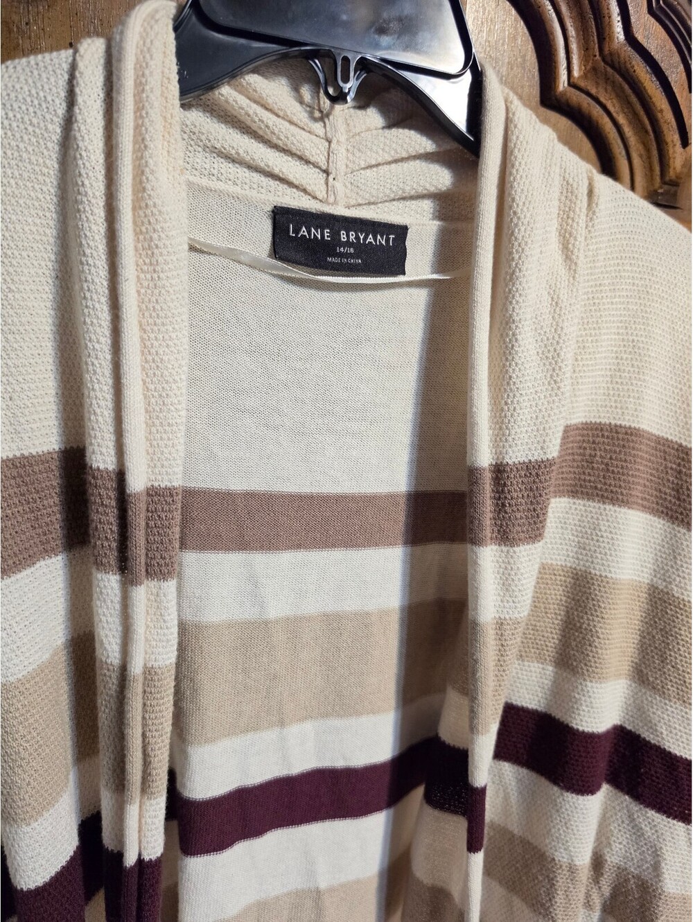Lane Bryant Women's Cardigan, Size 14/16, Stripe, Shawl Collar